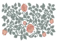 A floral wallpaper design inspired by the Arts and Crafts Movement.